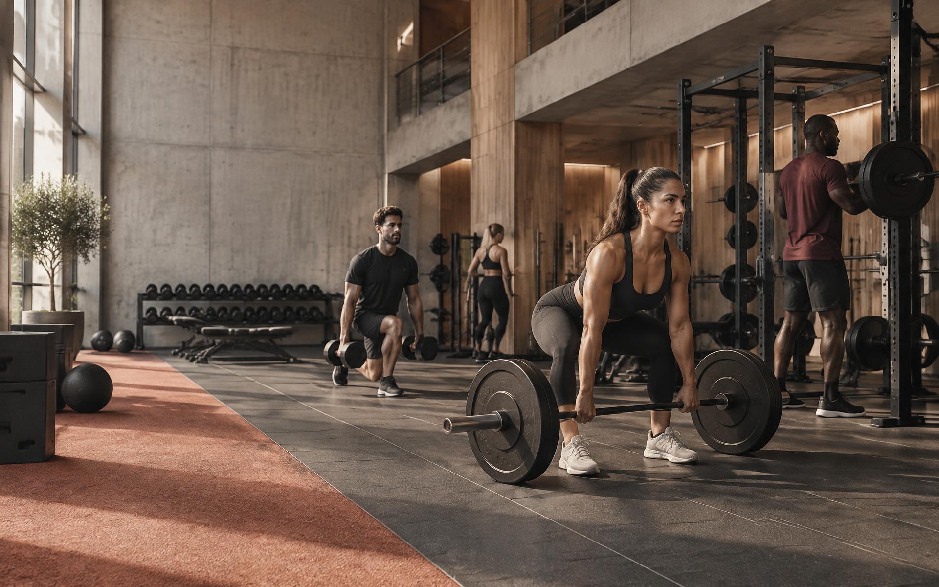 FORM members strength training in a modern gym
